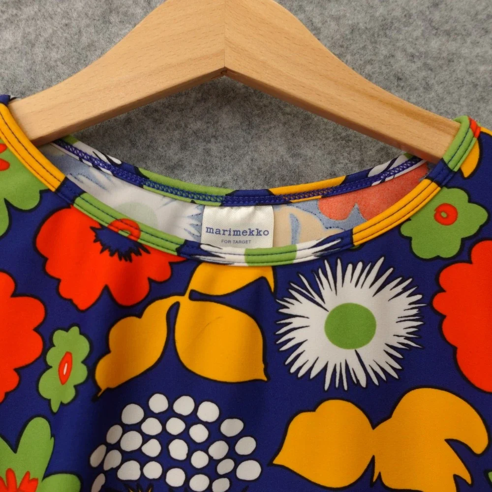 Girls Rash Guard XL Blue Floral Scandi Mod Swim Shirt Top Beach MARIMEKKO TARGET